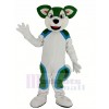 Green and White Husky Dog Fursuit Mascot Costume Animal