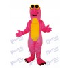 Pink Dinosaur with Glasses Mascot Adult Costume