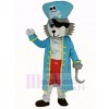 Pirate Wolf in Blue Coat Mascot Costume Animal