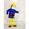 Realistic Fireman Sam In Blue Coat Mascot Costume Cartoon