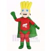 Super Boy with Green Cape Mascot Costume