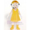 Customer Service Representative Plush Adult in Yellow Dress Mascot Costume