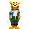 Cool Tiger with T-shirt Mascot Costumes Cartoon	