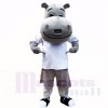 Gray Hippo with White Shirt Mascot Costumes School