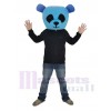 Blue Panda with Black Eyes Mascot Costume Head Only