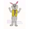 White Easter Bunny Rabbit in Yellow Vest Mascot Costume