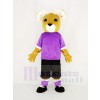 Brown Ram with Purple T-shirt Mascot Costume Animal