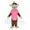 Brown Funny Monkey in Pink T-shirt Mascot Costume Animal