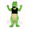 Power Green Crocodile in Black Vest Mascot Costume Animal