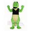 Power Green Crocodile in Black Vest Mascot Costume Animal