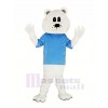 Cute White Bear with Blue T-shirt Mascot Costume Adult