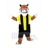 Power Tiger with Black and Yellow Sweatshirt Mascot Costume Animal	