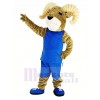 Power Sport Ram with Blue Sportswear Mascot Costume