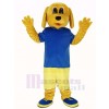 Golden Dog in Blue T-shirt Mascot Costume Animal