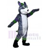 Gray Husky Dog Fursuit with Purple and Green Stripes Mascot Costumes Animal