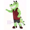 Green Crocodile with Red Vest Mascot Costume