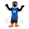 Black Eagle in Blue Jersey Mascot Costume