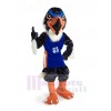 Sporty Fierce Eagle with Blue T-shirt Mascot Costume