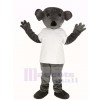 Furry Grey Koala in White T-shirt Mascot Costume