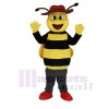 Happy Yellow and Black Bee Mascot Costume