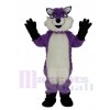 Purple Husky Dog with Long Hair Mascot Costume