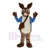 Brown Peter Rabbit in Blue Coat Mascot Costume