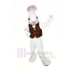 White Easter Bunny with Vest Mascot Costumes Cartoon