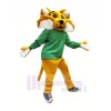 Brown Wildcat with Green Coat Mascot Costume Animal	