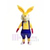 Yellow Rabbit with Blue Overalls Mascot Costumes Cartoon	