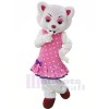 White Beautiful Wolf in Pink Dress Mascot Costumes Cartoon