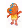 Orange Dinosaur with Big Eyes Mascot Costume Cartoon