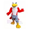 Friendly Muscle Hawk Mascot Costume Cartoon