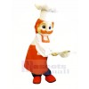 Chef Man in Orange Clothes Mascot Costume People