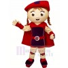 Cute Girl with Red Hat Mascot Costume Cartoon