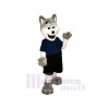 Gray and White Police Dog Mascot Costume Cartoon