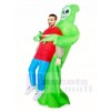 Green Demon Skull Carry me Skeleton Inflatable Halloween Xmas Costumes for Adults