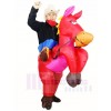 Cowboy Ride On Red Horse Inflatable Halloween Christmas Costumes for Adults