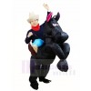 Cowboy Cowgirl Ride On Black Horse Inflatable Party Costumes for Adults