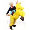 Cowboy Ride On Yellow Horse Inflatable Halloween Christmas Costumes for Adults
