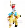 Cowboy Ride on Yellow Bull Inflatable Halloween Xmas Costumes for Adults