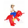 Ride On Red Dinosaur with Horn T-rex Inflatable Halloween Christmas Costumes for Kids