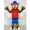 Red Vest Happy Brown Animal Bear Mascot Costumes Animal
