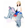 Grey Elephant Carry me Ride On Inflatable Halloween Christmas Costumes for Kids