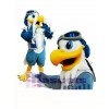 Blue and White Eagle Ace Mascot Costume Pilot Bird Hawk Mascot Costume Animal 