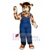 Calf with Overalls & Tennis Shoes Mascot Costume