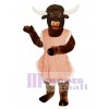 Lady Longhorn with Apron Christmas Mascot Costume