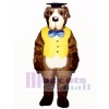 Cute Professor Bernard Dog with Hat, Vest & Glasses Mascot Costume