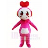 Pink Music Girl with Heart Headset Mascot Costumes People