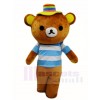 Rilakkuma Bear White and Blue Stripes Shirt Mascot Costumes Japanese Cartoon 
