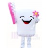 Tooth with Pink Toothbrush for Dentist Clinic Mascot Costumes  